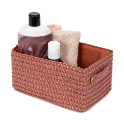 Cestino portaoggetti Lilou marrone terracotta 23x15x12 cm