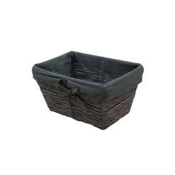 Cesto in carta intrecciata grigio Osaka con fodera in tessuto grigio