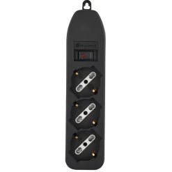 Ciabatta elettrica 3 prese polivalenti cavo 1,5 m H05VV-F 3G0,75 10A nero