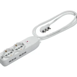 Ciabatta elettrica 2 prese tedesca e 4 prese 10/16 A bianca