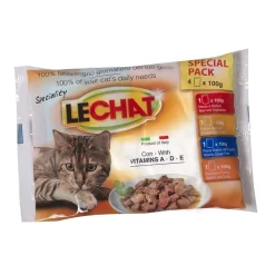 Cibo umido per gatti Monge Lechat Buste carne e pesce 4x100 g