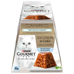 Cibo umido per gatti PURINA GOURMET™ Bocconcini in Gelée con Pesce bianco 4x57 g