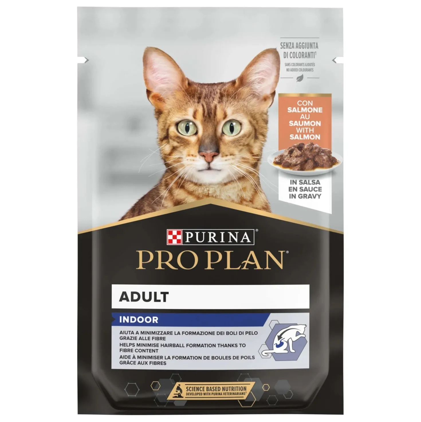 Cibo umido per gatti Purina ProPlan Adult Indoor con salmone in salsa 85 g