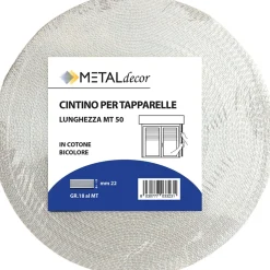 Cintino tapparella in cotone grigio con righe bianche 22 mm x 50 mt 18 gr