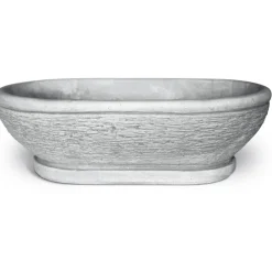 Ciotola da giardino in cemento anticato grigio S.lungo 15x45x29 cm