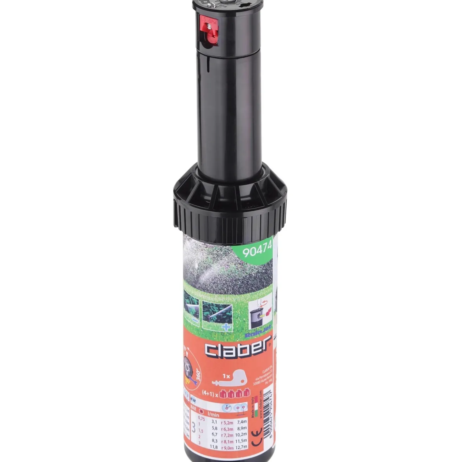 Claber irrigatore a turbina media gittata alzo 10 cm (4")