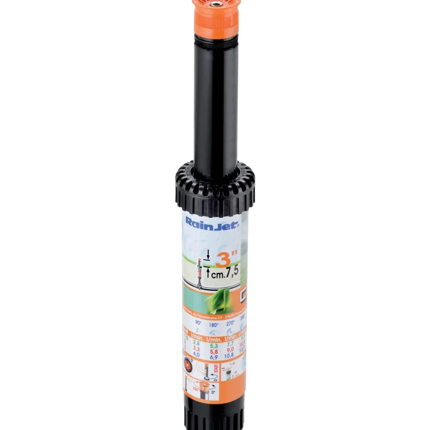 Claber irrigatore Pop-up regolabile 0°-350° alzo 7,5 cm (3")