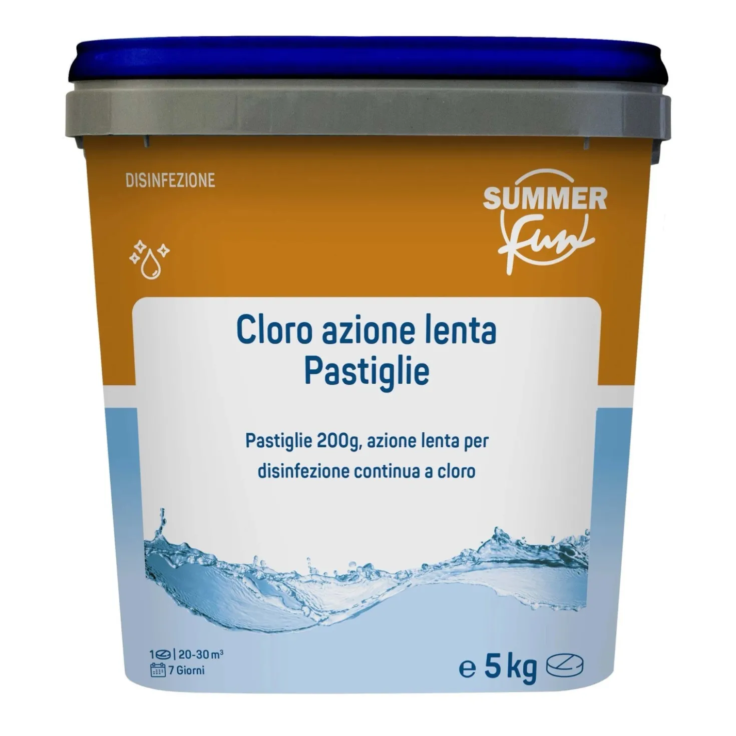 Cloro pastiglie azione lenta per disinfezione continua 5 kg