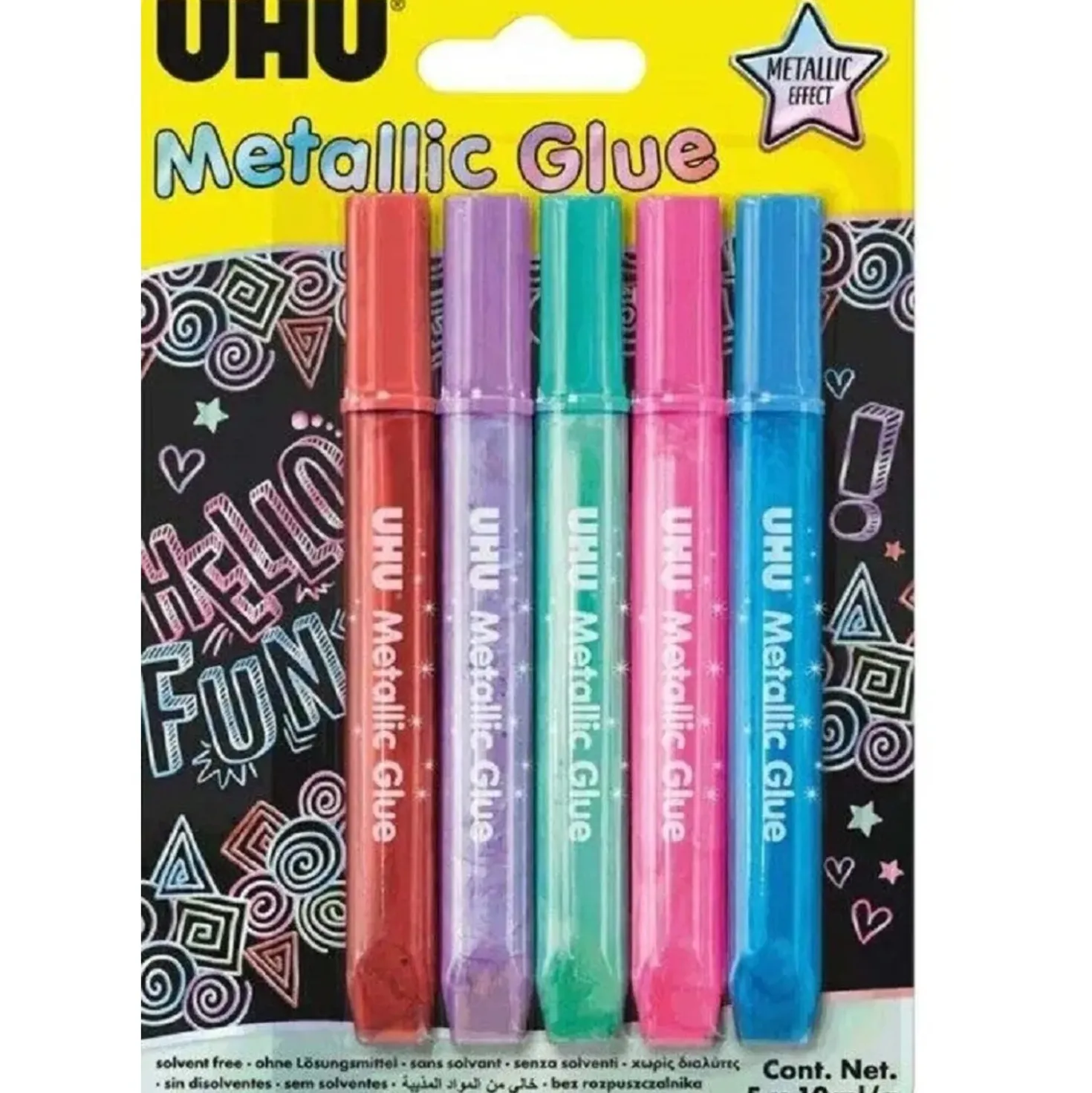 Colla glitter effetto metallic UHU 5x10 ml