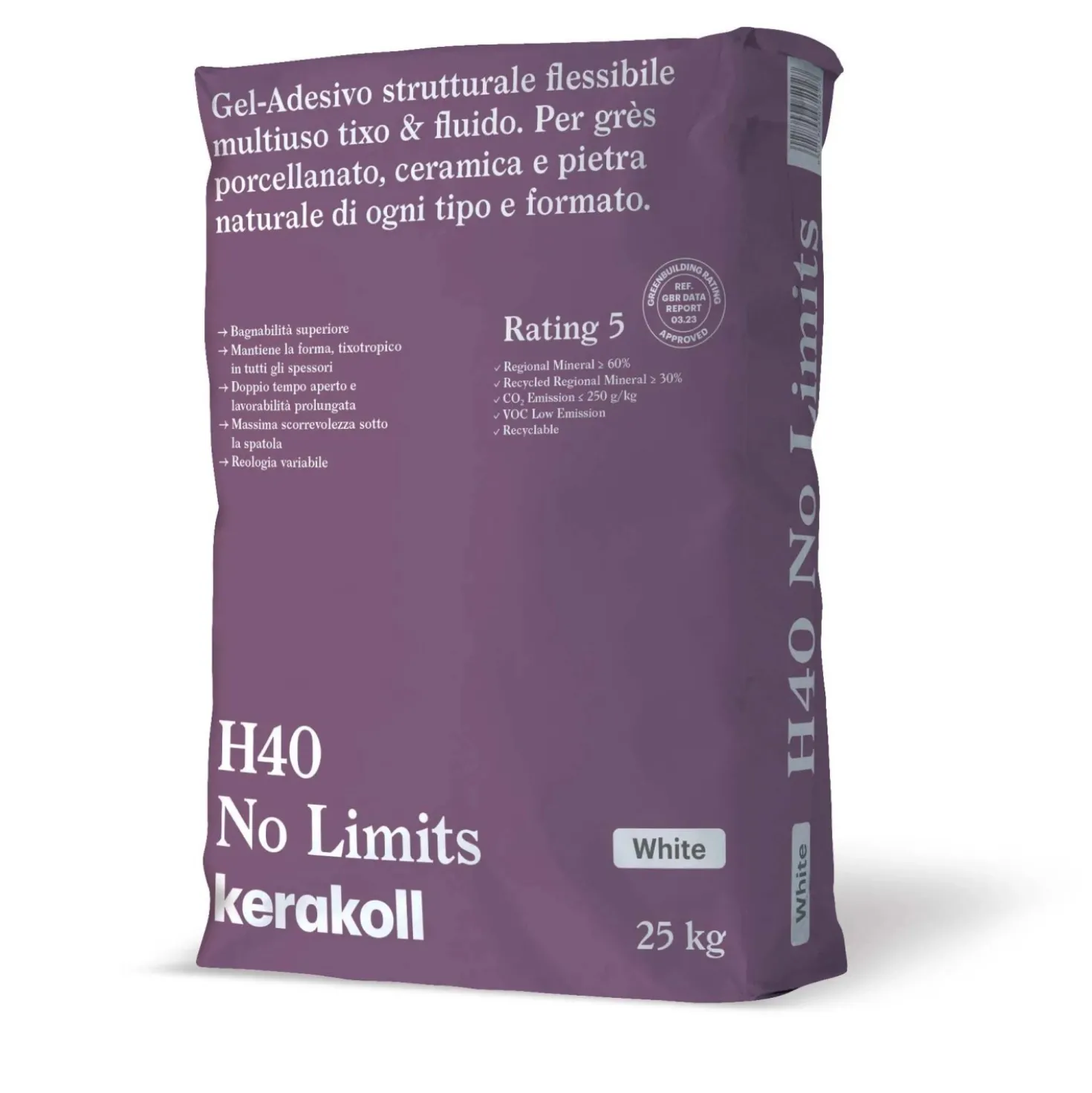 Colla in gel H40 No limits Kerakoll bianco 25 kg