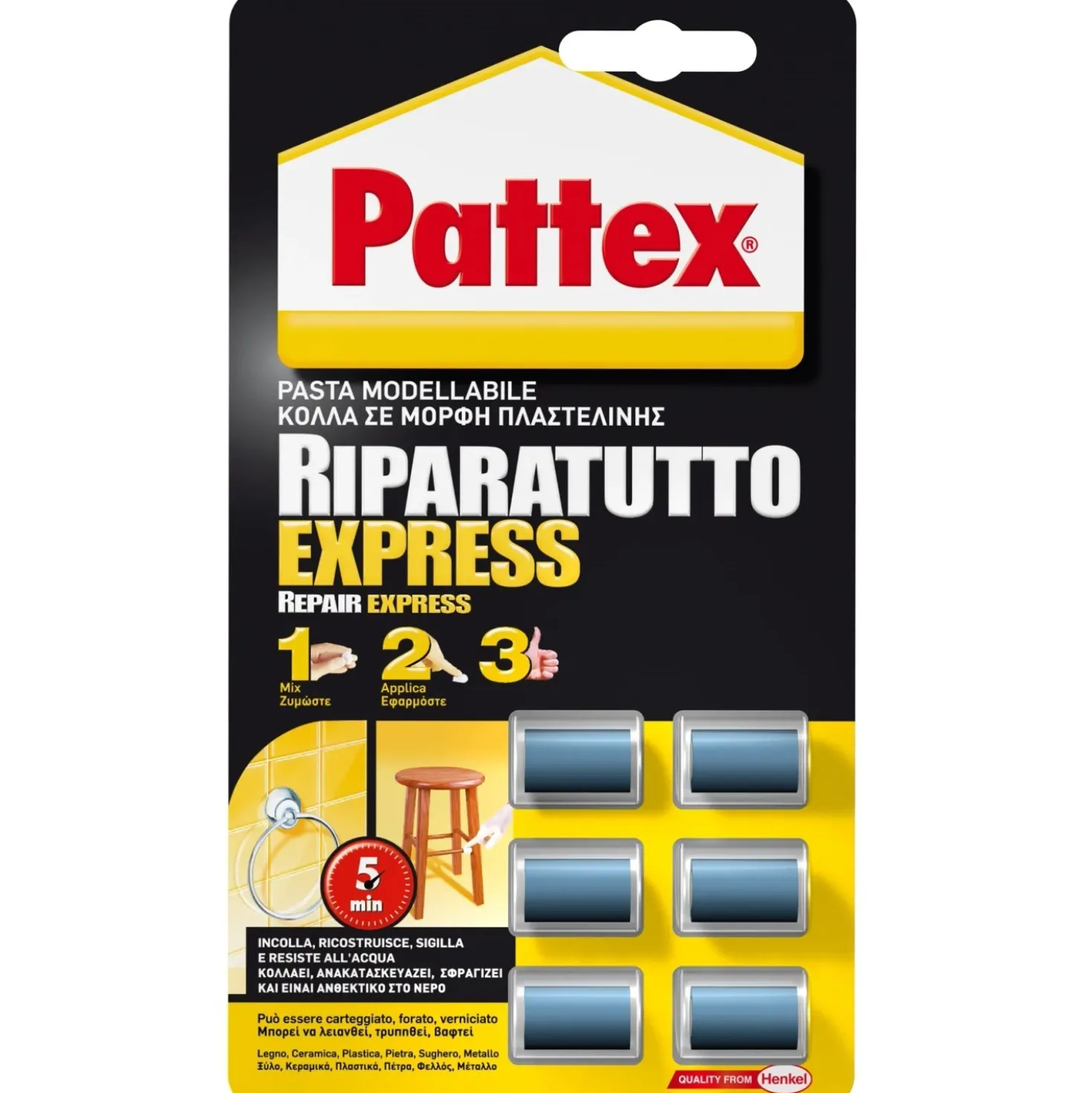 Colla in pasta modellabile Pattex Ripara Express 5 g 6 pz