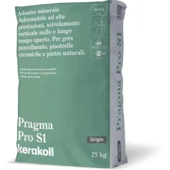Colla per piastrelle gres adesivo minerale Pro S1 25 kg grigio