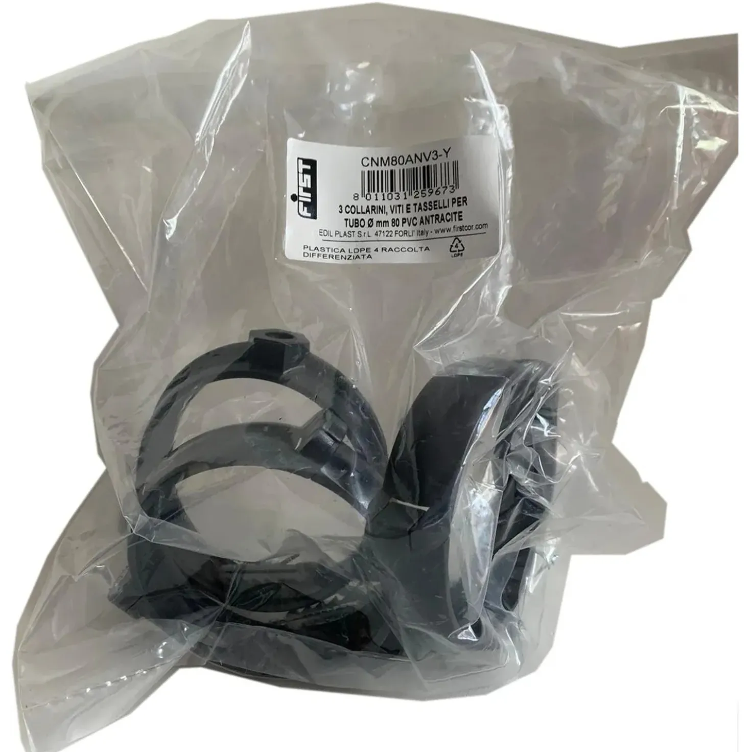 Collarini per tubo pluviale in PVC First Plast Ø 80 mm 3 pz