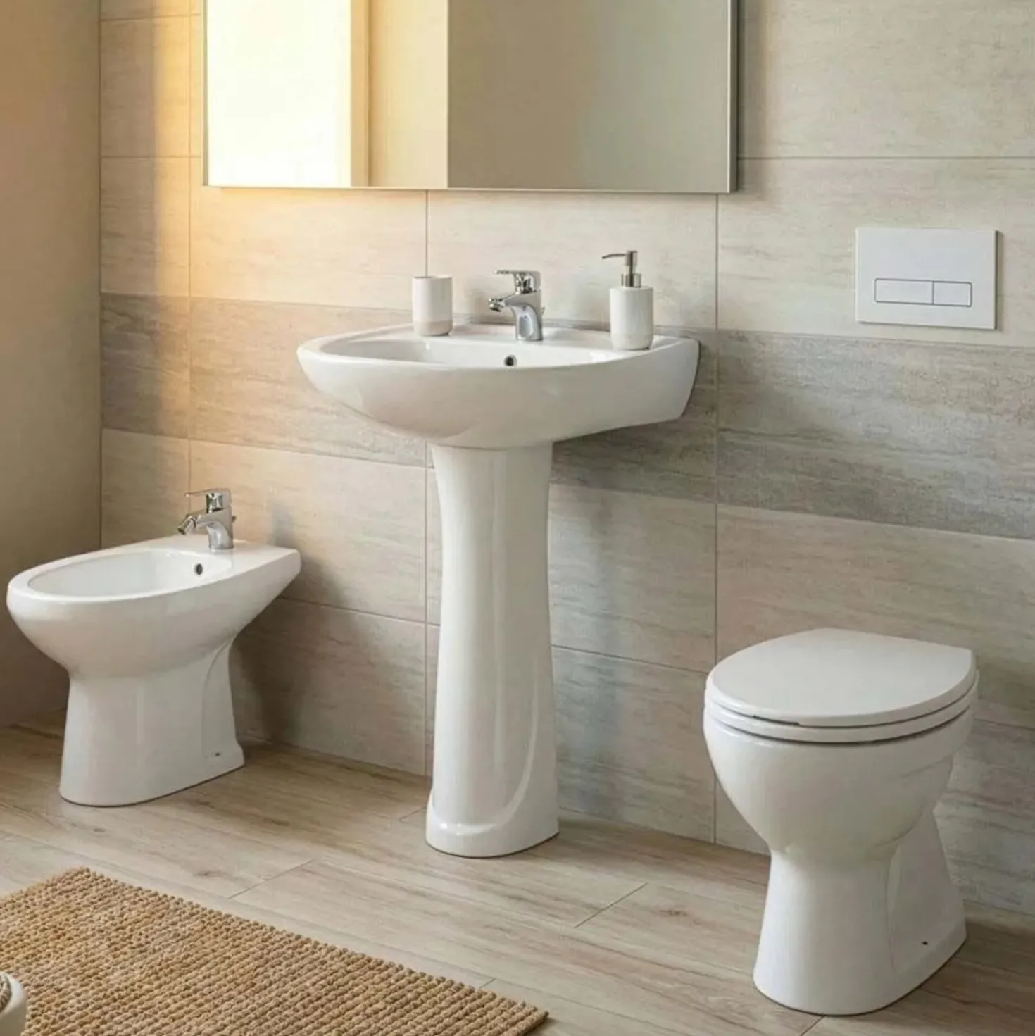 Colonna a terra lavabo Lake in ceramica bianco