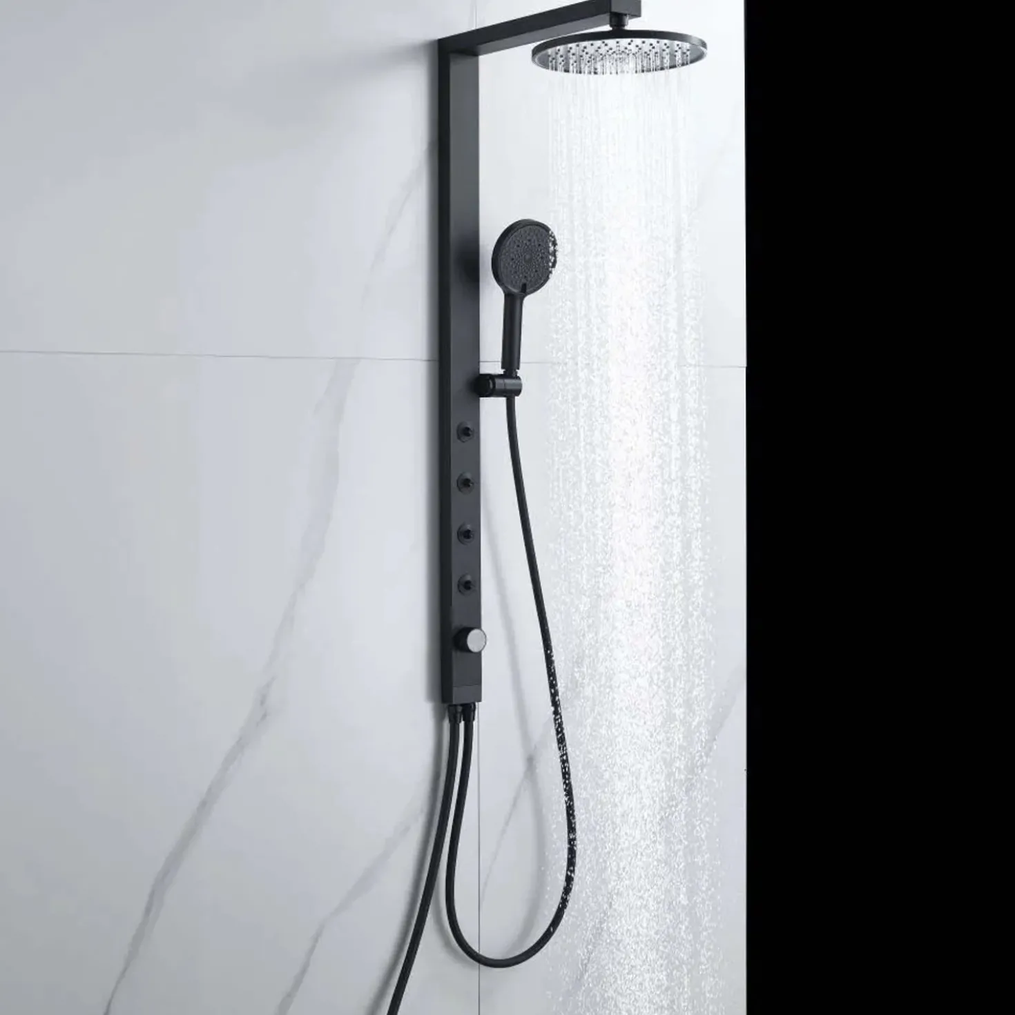 Colonna doccia Aura 3 getti deviatore a 3 vie con bodyjets nero