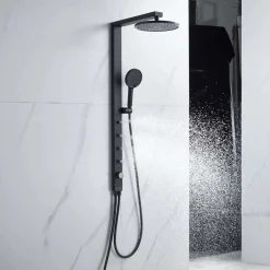 Colonna doccia Aura 3 getti deviatore a 3 vie con bodyjets nero