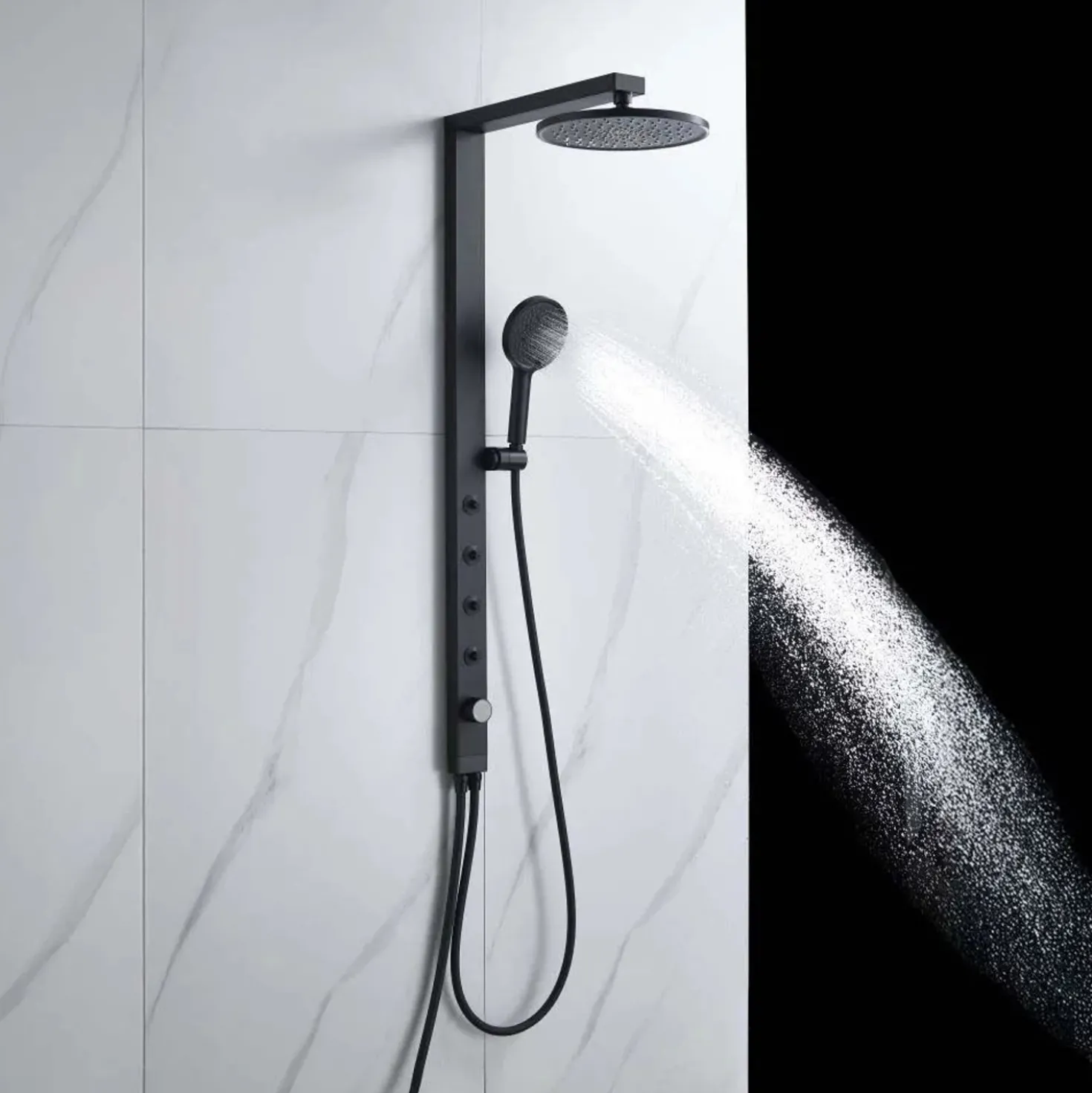 Colonna doccia Aura 3 getti deviatore a 3 vie con bodyjets nero