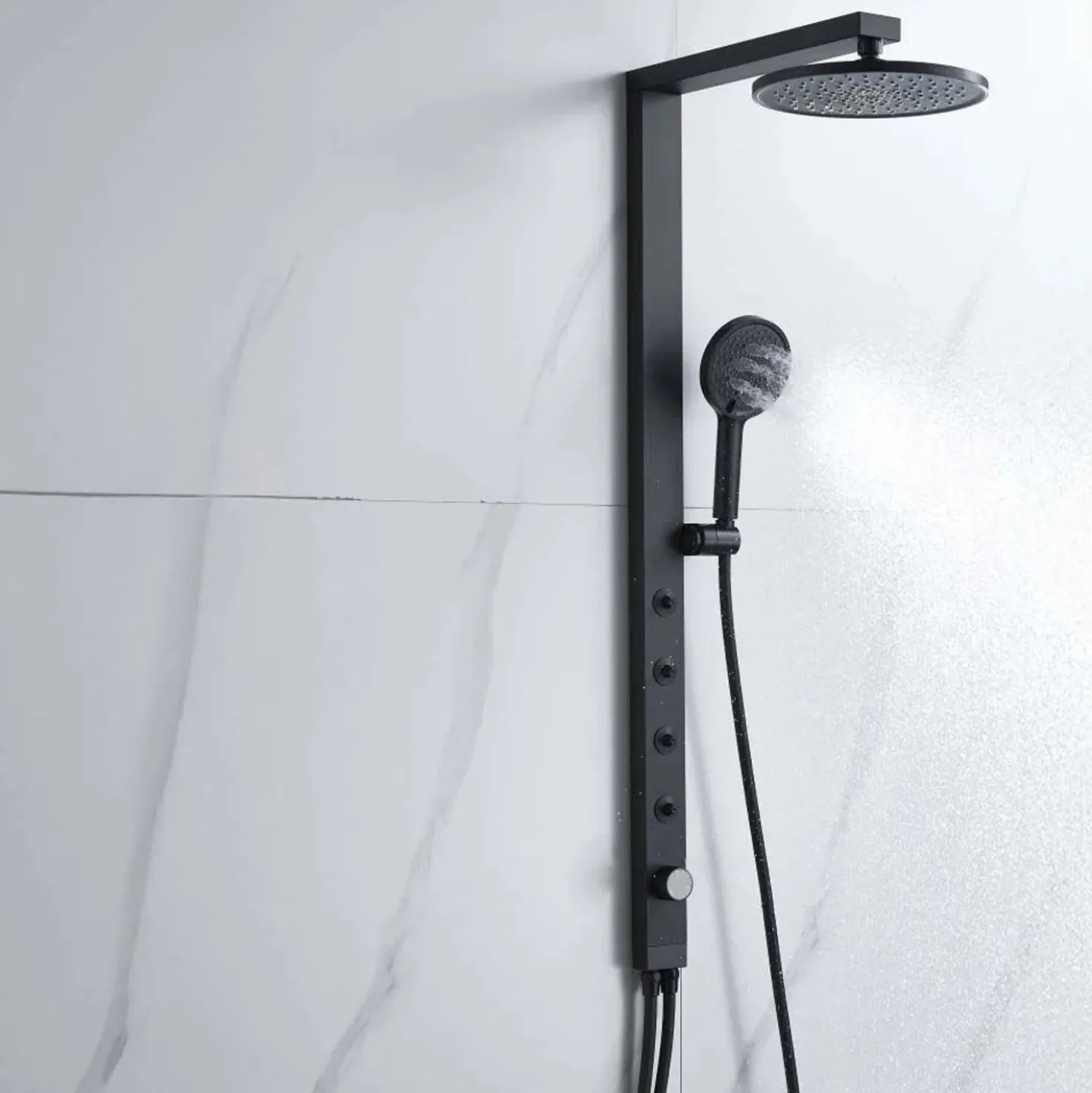 Colonna doccia Aura 3 getti deviatore a 3 vie con bodyjets nero