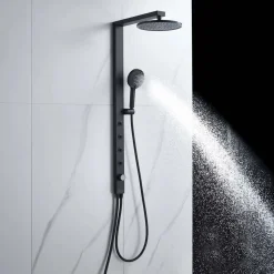 Colonna doccia Aura 3 getti deviatore a 3 vie con bodyjets nero