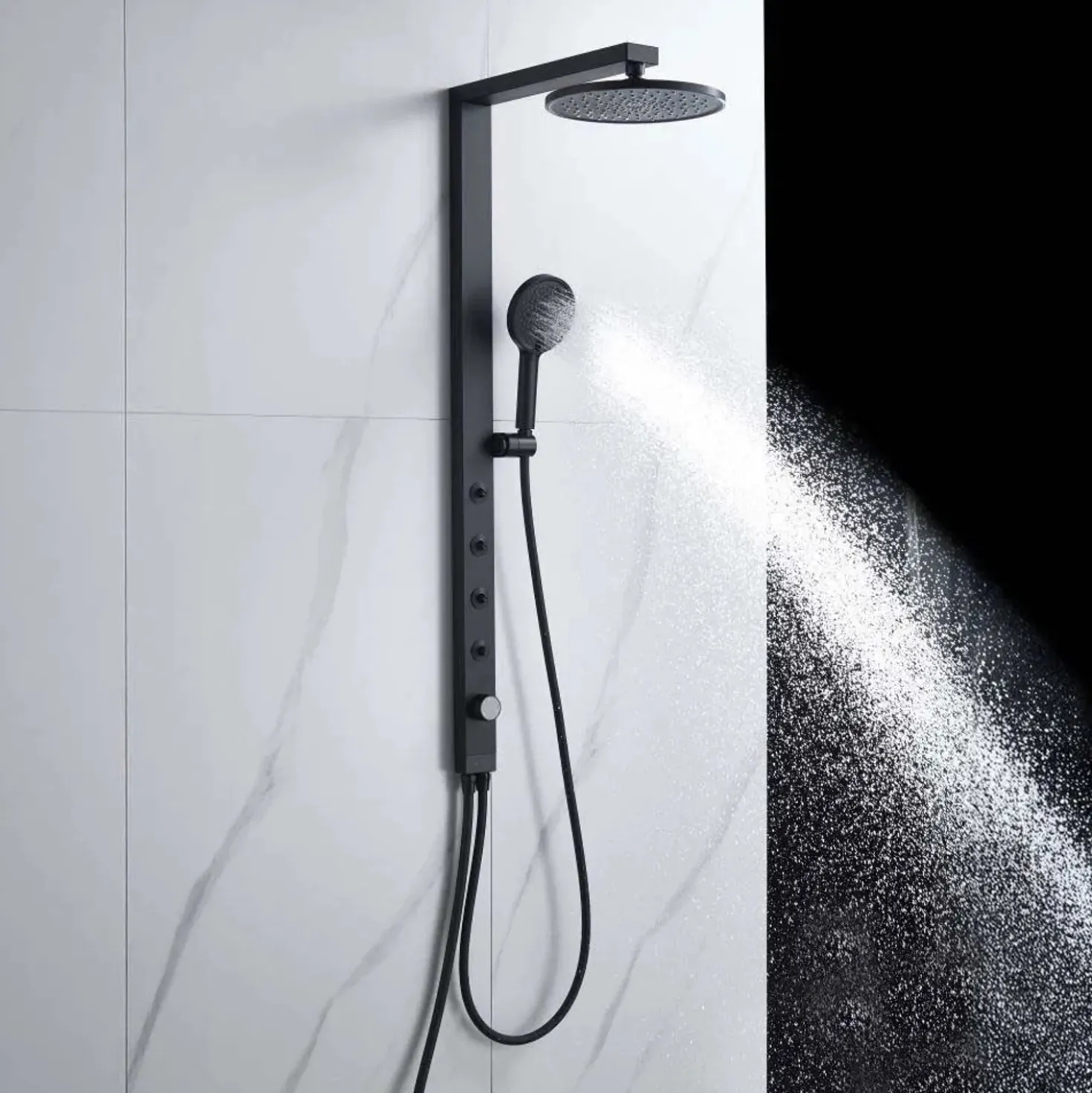 Colonna doccia Aura 3 getti deviatore a 3 vie con bodyjets nero