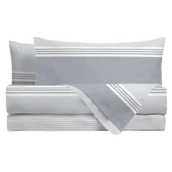Completo letto matrimoniale stampato geometrico grigio