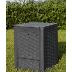 Compostiera da giardino per rifiuti in plastica 60x60x83 cm antracite