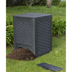 Compostiera da giardino per rifiuti in plastica 60x60x83 cm antracite