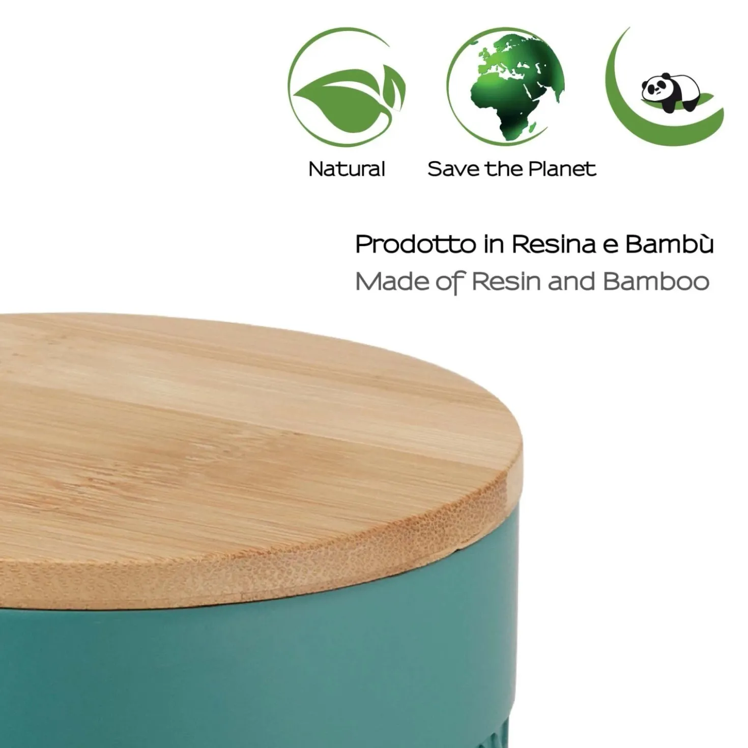Contenitore bagno Thea in bambù verde naturale