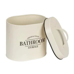 Contenitore da bagno con coperchio Uri ovale beige