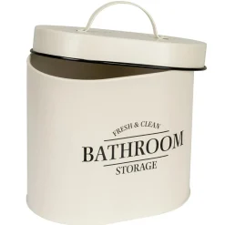 Contenitore da bagno con coperchio Uri ovale beige