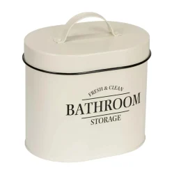 Contenitore da bagno con coperchio Uri ovale beige