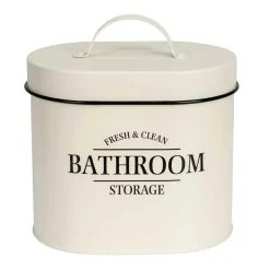 Contenitore da bagno con coperchio Uri ovale beige