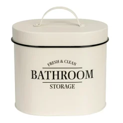 Contenitore da bagno con coperchio Uri ovale beige