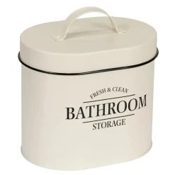 Contenitore da bagno con coperchio Uri ovale beige