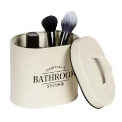 Contenitore da bagno con coperchio Uri ovale beige