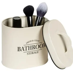 Contenitore da bagno con coperchio Uri ovale beige