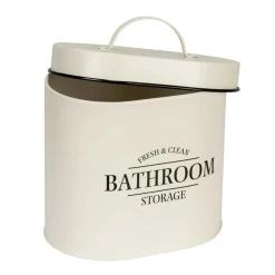 Contenitore da bagno con coperchio Uri ovale beige