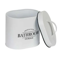 Contenitore da bagno con coperchio Pali ovalebianco
