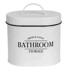 Contenitore da bagno con coperchio Pali ovalebianco