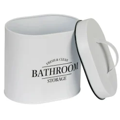 Contenitore da bagno con coperchio Pali ovalebianco