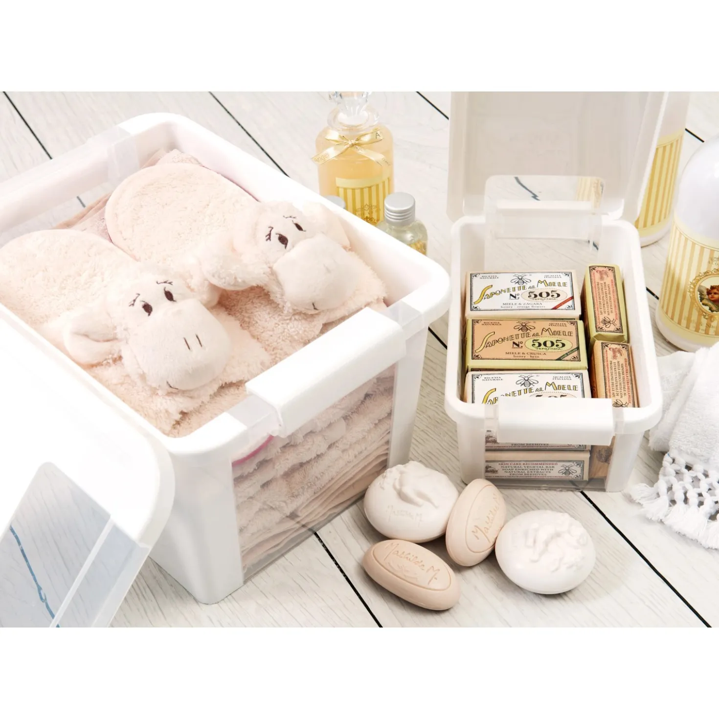 Contenitore in plastica Bi-Box con coperchio S 36,5x26x19 cm bianco