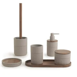 Contenitore Thea Bamboom in resina grigio/naturale scuro