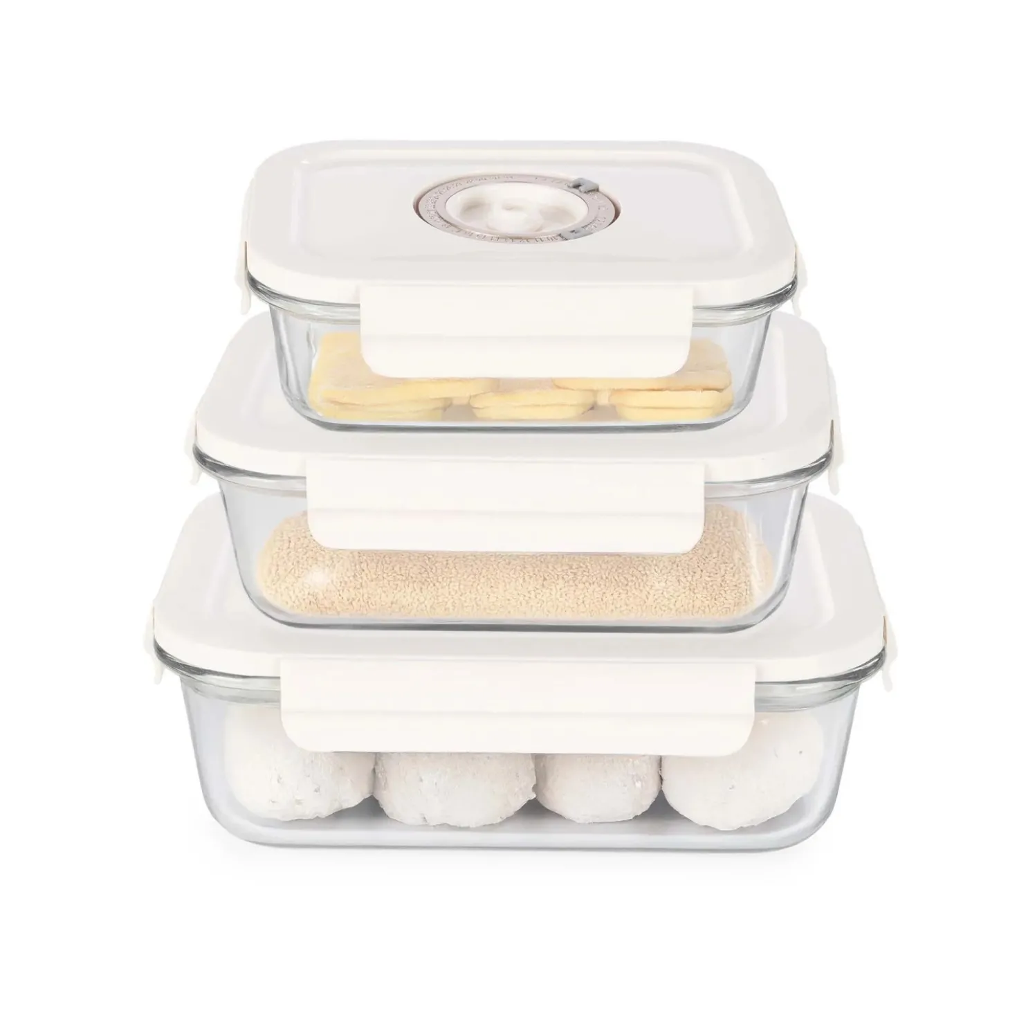 Contenitori in vetro per alimenti Aspifresh set 3 con pompa per sottovuoto