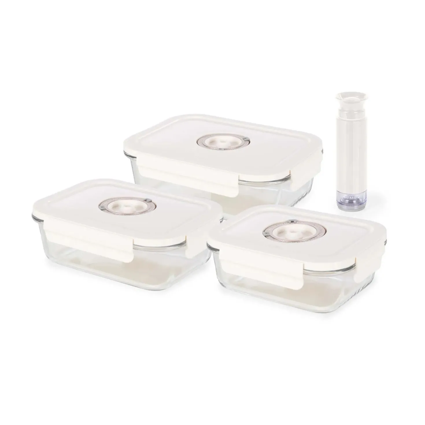 Contenitori in vetro per alimenti Aspifresh set 3 con pompa per sottovuoto