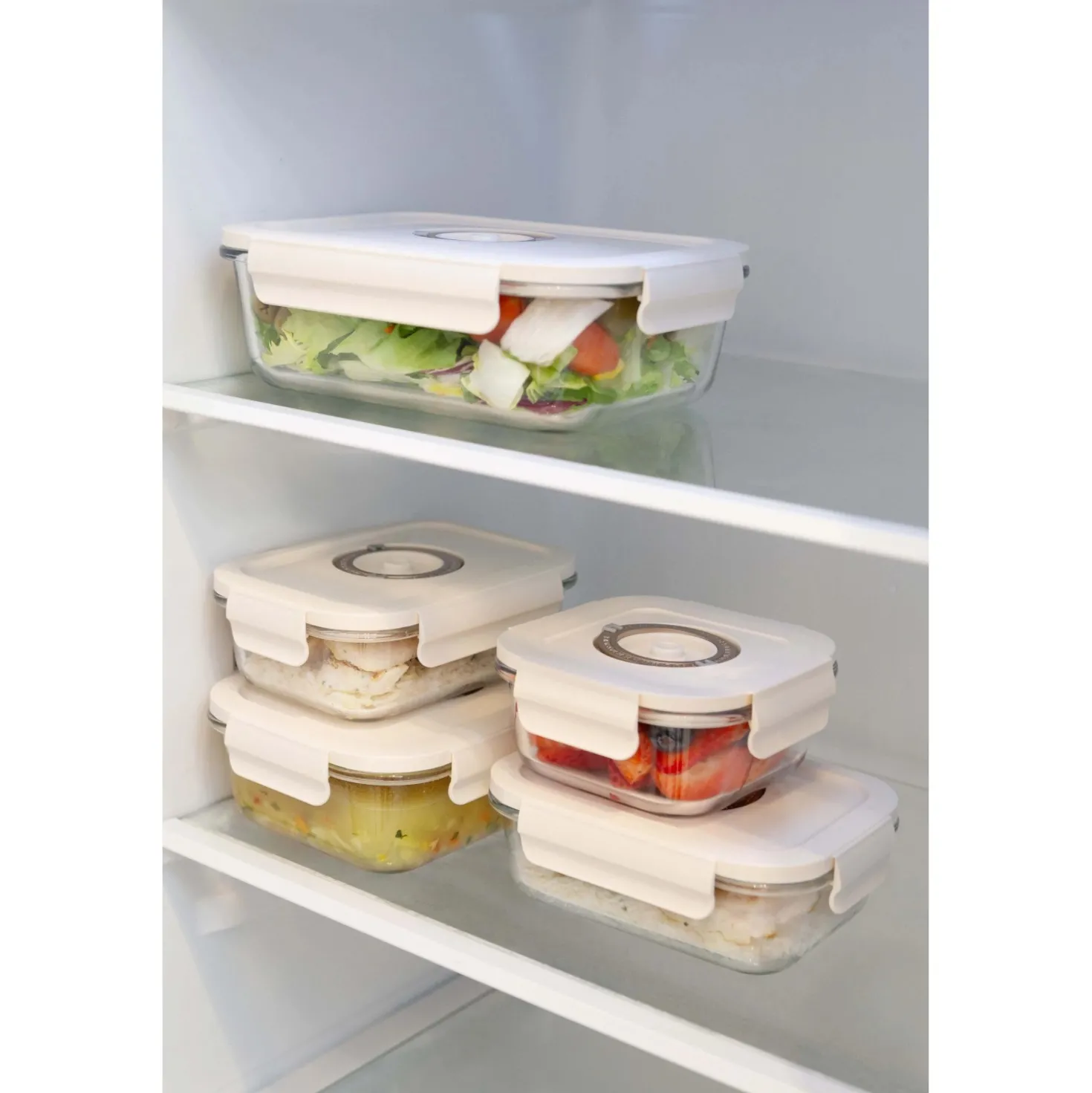 Contenitori in vetro per alimenti Aspifresh set 3 con pompa per sottovuoto