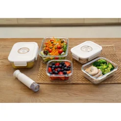 Contenitori in vetro per alimenti Aspifresh set 3 con pompa per sottovuoto