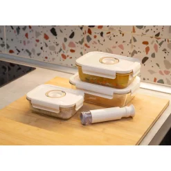 Contenitori in vetro per alimenti Aspifresh set 3 con pompa per sottovuoto
