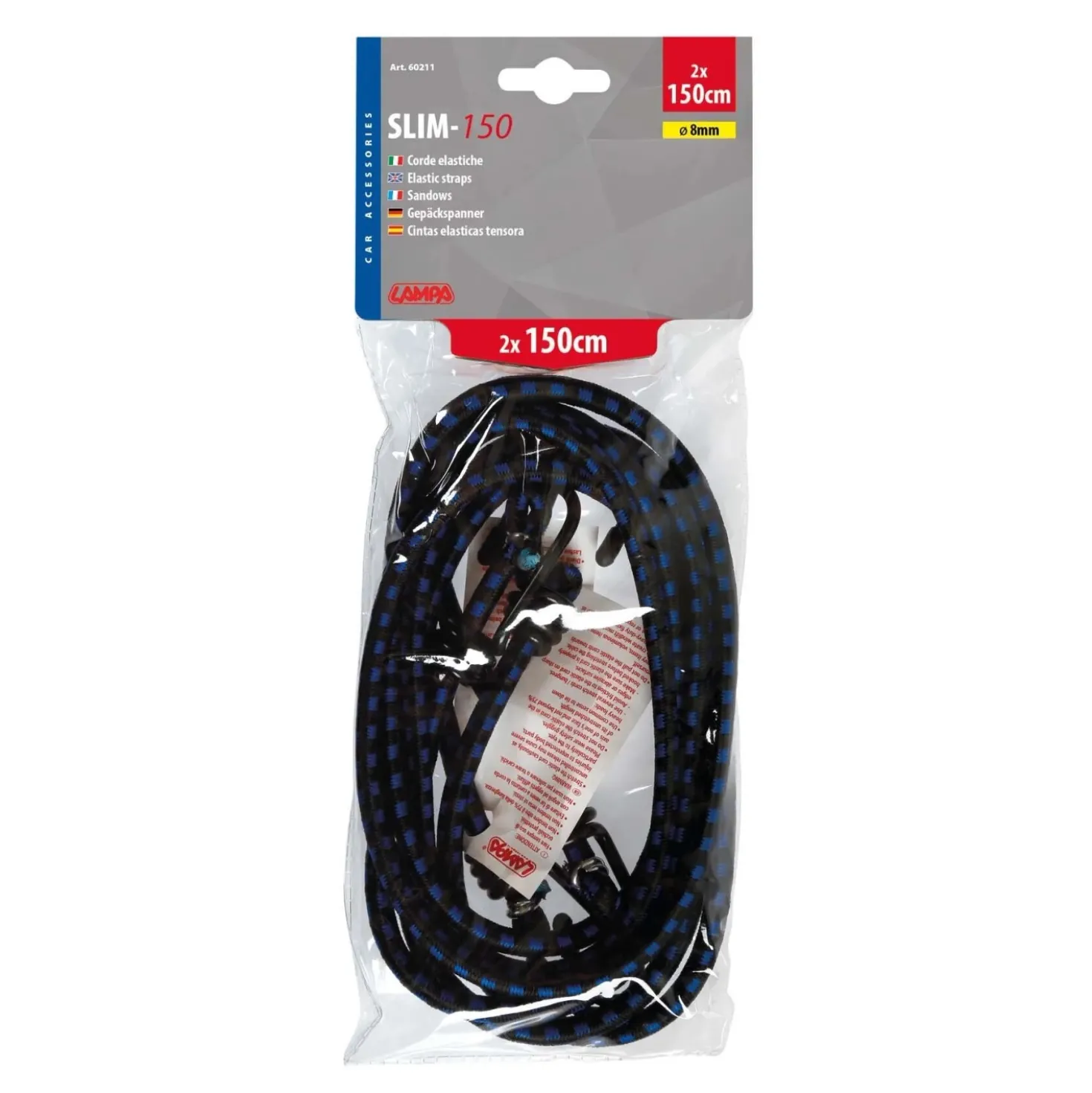 Coppia corde elastiche 150 cm slim 8 mm
