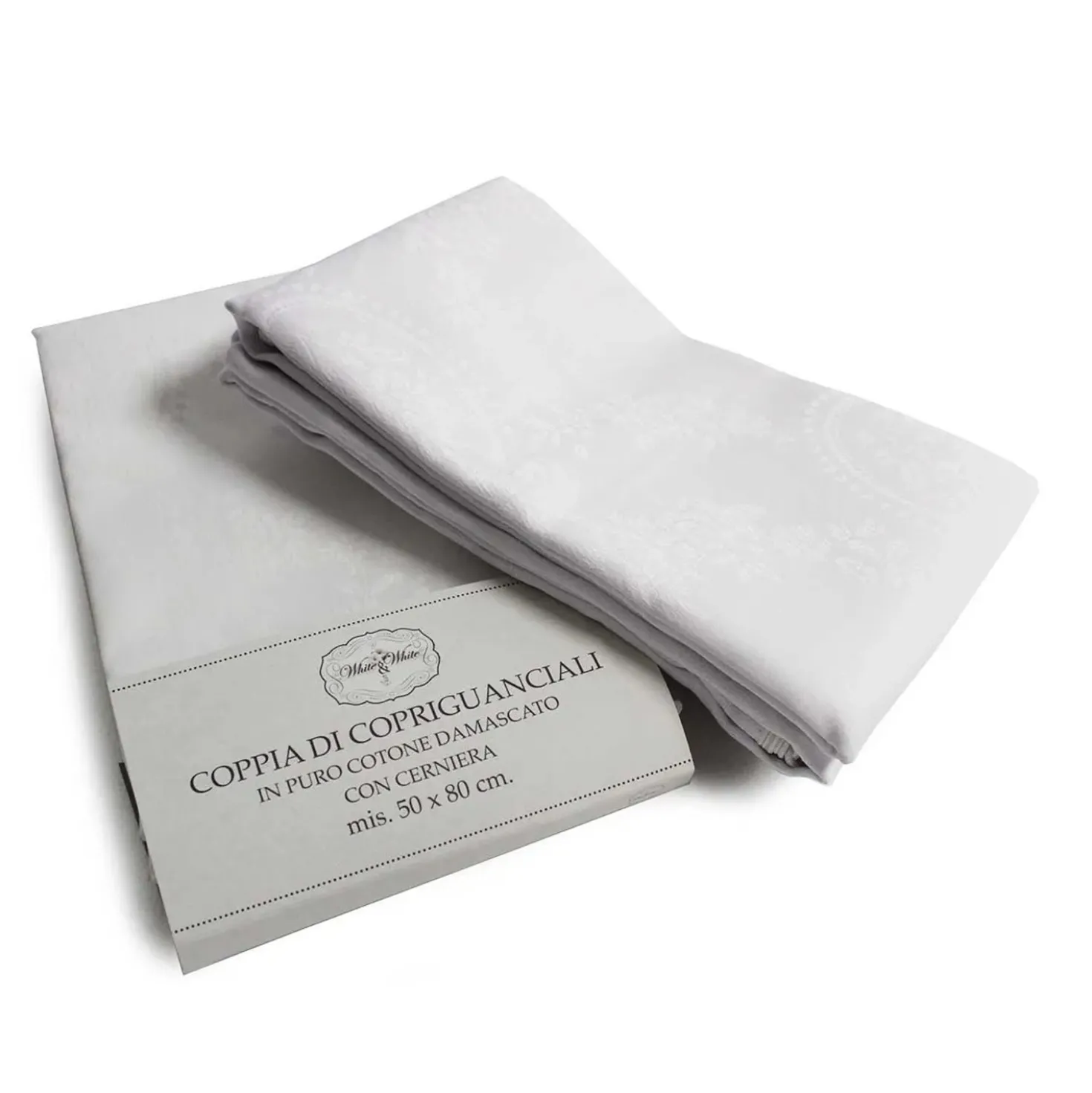 Copri cuscino con cerniera 50x80 cm 2 pz bianco a righe