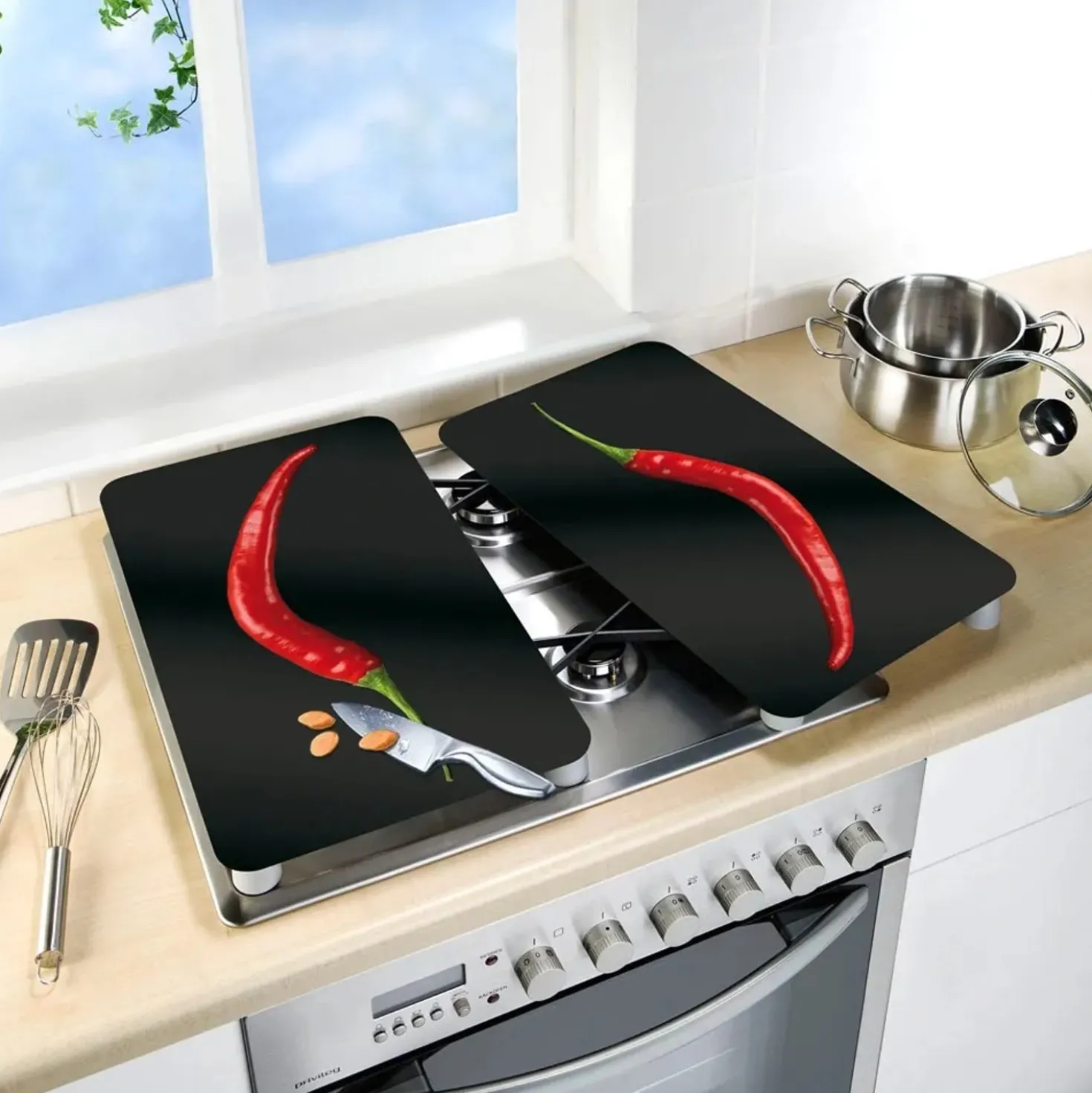Coprifornelli in vetro Universal Peperoncino 30x52 cm 2 pz